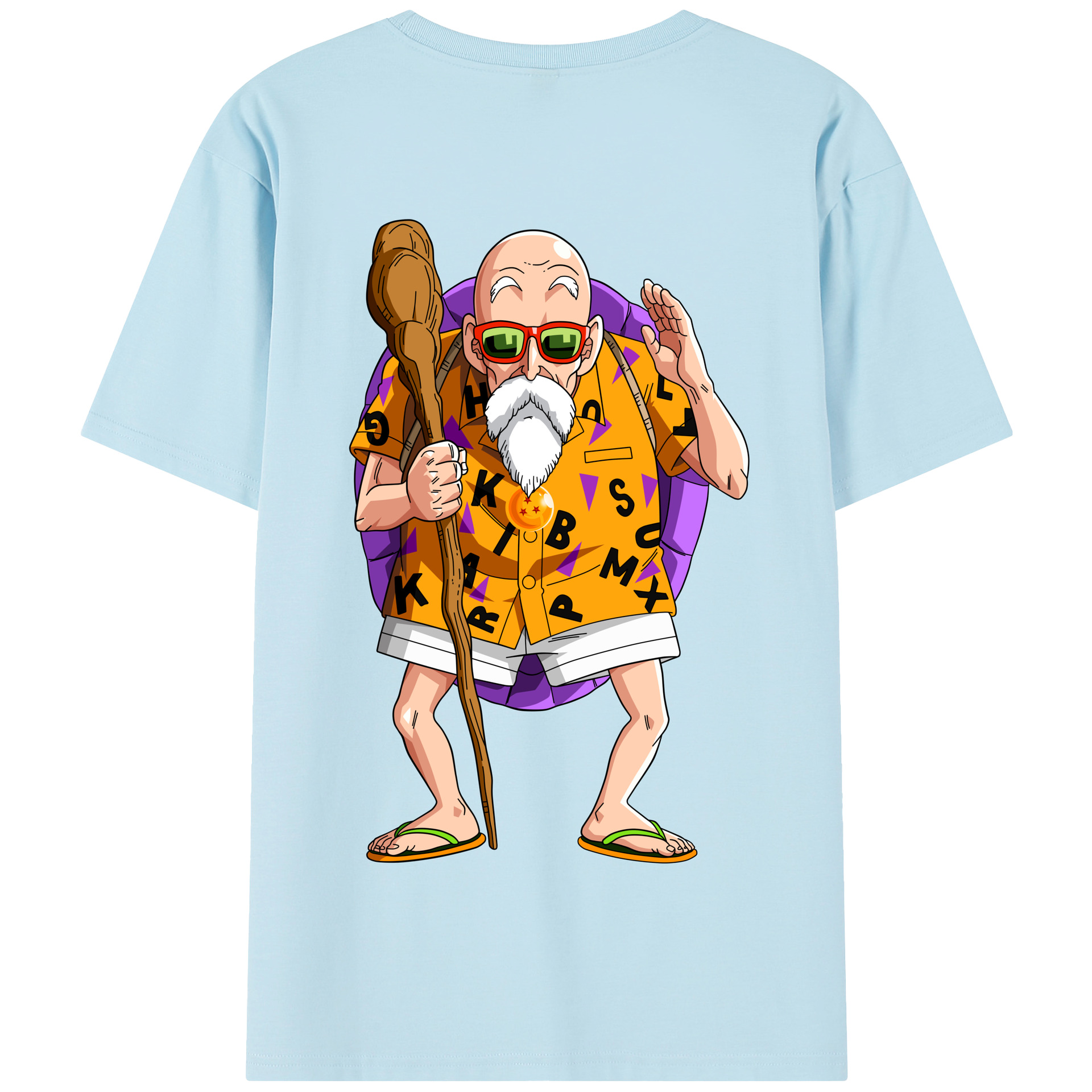 （画像用） ドラゴンボール 亀仙人（かめせんにん） DRAGON BALL Master Roshi Kame Sennin 綿100％半袖Tシャツ（背面プリント）